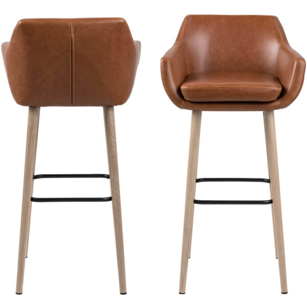 HI 1739 315 9 Nora Leather Look Vintage Brandy PU11Barstool 3