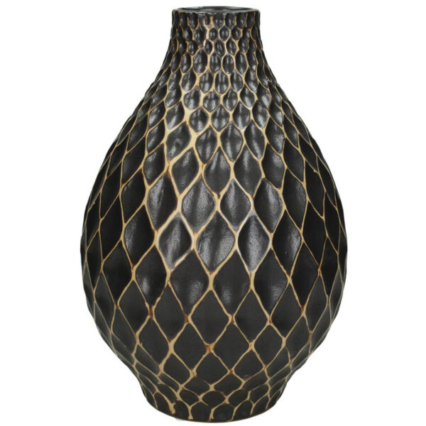 5V 1881 240 12 Vase Stoneware Black 21x21x31 1