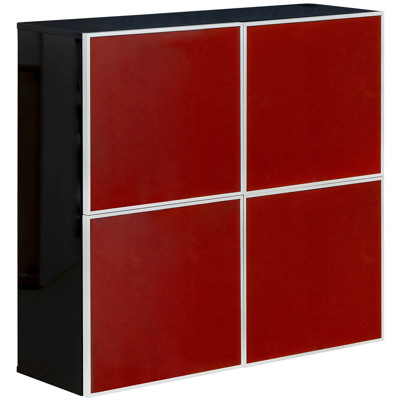 CI 1528 0020 – Set Of 2 Glass Doors Red142Shelf 090 For Wall Black (2)